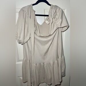 H&M‎ Women's Summer Beige Puff Sleeve Midi Dress S